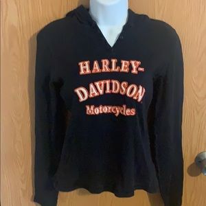 Harley Davison long sleeve thermal style hoodie